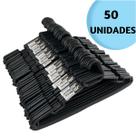 Kit 50 Cabides Para Roupas REFORÇADO - Cabide Adulto Redondo Preto