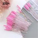 Kit 50 Escovinhas Descartáveis Glitter Extensão De Cílios Brilho