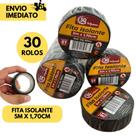 Kit 50 Fita Isolante Preta Antichama Profissional com 5 Metros para Eletricista para Serviços Gerais