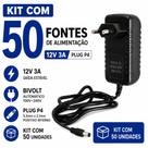 Kit 50 Fontes 12V 3A Bivolt Plug P4 Para Câmera E LED