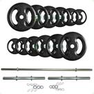 Kit 50 Kg de Anilhas Ferro + 2 Barras Maciças Zincada 40cm e Barra de 150cm