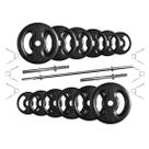 Kit 50 Kg de Anilhas Ferro Fundido + Barras de Supino e Halteres