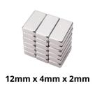 Kit 50 Peças Imã Neodímio Bloco Magnético N35 12 x 4 x 2 mm Super Forte Potente