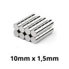 Kit 50 Peças Imã Neodímio Disco Magnético N35 10 x 1,5 mm Super Forte Potente Redondo