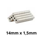 Kit 50 Peças Imã Neodímio Disco Magnético N35 14 x 1,5 mm Super Forte Potente Redondo