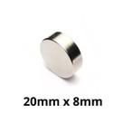 Kit 50 Peças Imã Neodímio Disco Magnético N35 20 x 8 mm Super Forte Potente Redondo