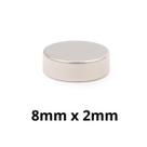 Kit 50 Peças Imã Neodímio Disco Magnético N35 8 x 2 mm Super Forte Potente Redondo