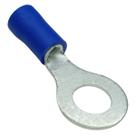 Kit 50 Peças Terminal Elétrico Olhal Anel Argola Pré Isolado Azul 1,0mm a 2,5mm M6 Pvc Fio Terra Energia Cabo