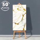 Kit 50 Placas Adesiva 3D Revestimento de Parede Vinílico Marmorizado Lavável