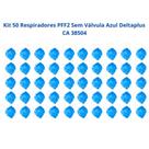 Kit 50 Respirador PFF2 Sem Válvula Alta Filtragem Azul Deltaplus CA 38504 Kit 50 Respirador PFF2 Sem Válvula Alta Filtragem Azul Deltaplus CA 38504