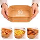Kit 50 Unidades De Forma De Papel Air Fryer Descartável Antiaderente Quadrada Kit 50 Unidades De Forma De Papel Air Fryer Descartável Antiaderente Quadrada