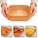 Kit 50 Unidades De Forma De Papel Air Fryer Descartável Antiaderente Quadrada