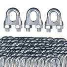 Kit 500 grampos clips para cabo de aço 1/4
