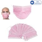 Kit 500 Máscaras Descartáveis Tripla Camada Rosa Claro