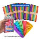 Kit 500 Palitos de Picolé Coloridos Sortidos para Artesanato Kit 500 Palitos de Picolé Coloridos Sortidos para Artesanato
