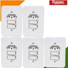 Kit 5un Tomada 10A Com Apagador Duplo Interruptor Simples