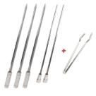 Kit 5x Espetos Inox 50cm Espada, Coração E Pegador De Carn