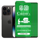 Kit 5x Película 9D Cerâmica iPhone 14 Pro - Protetora Anti Impacto Queda Choque Shock Flexível Nano Gel