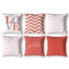 Kit 6 almofadas Cheias 40cm x 40cm Decorativas Estampadas Digital Coloridas Sala Sofá Quarto
