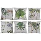 Kit 6 Almofadas Linho Estampadas Planta Folha Animal 43x43