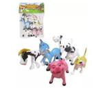 Kit 6 Animais Da Fazenda De Plástico Cão Porco Ovelha Cavalo