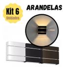 Kit 6 Arandelas Facho Duplo , Luminária Decorativa Interna e Externa para Jardim, Muro, Piscina e Corredor Cores Marrom, Preto ou Branco