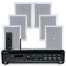 Kit 6 Arandelas Jbl de Embutir Teto Som Ambiente Apartamento + Amplificador Bluetooth Usb Tv