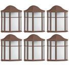 Kit 6 Arandelas Luminárias de Parede Jardim Marrom Colonial 25cm Lente Fosca De Ville Dital