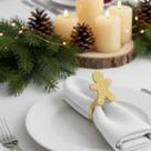 Kit 6 Argolas Guardanapo Dourada Natal Luxo Decoração Kit 6 Argolas Guardanapo Dourada Natal Luxo Decoração