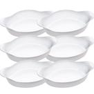 Kit 6 Assadeiras Marinex Vidro Opaline Branco 600 1L e 1,4L