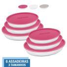 Kit 6 Assadeiras Oval Vidro Com Tampa 1,6L 2,4L 3,2L Marinex Kit 6 Assadeiras Oval Vidro Com Tampa 1,6L 2,4L 3,2L Marinex