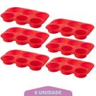 Kit 6 Assadeiras Silicone Cupcake Retangular Sortida Bolinho