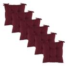 Kit 6 Assentos Almofada 4 Furos Futton Cadeira Poltrona Sofa Pallet Fitas Amarrar Futon 40x40-liso