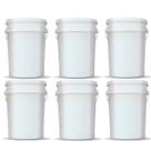 Kit 6 Baldes 24 Litros Branco Atóxico Alimentício c/ Tampa Lacre Hermética e Alça Plástica Kit 6 Baldes 24 Litros Branco Atóxico Alimentício c/ Tampa Lacre Hermética e Alça Plástica