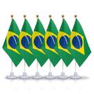 Kit 6 Bandeiras De Mesa Dupla Face Do Brasil Para Torcida Copa Do Mundo