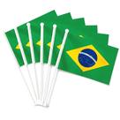 Kit 6 Bandeiras Do Brasil Verde E Amarela Com Haste 60 X 30 Cm Para Copa Do Mundo