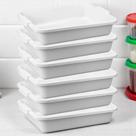 Kit 6 Bandeja Plástica 4,5L Multiuso Branca para Armazenar Alimentos Temperar Carnes Açougue