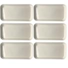 Kit 6 Bandejas Travessa Buffet Retangular Melamina 31x16cm Branco