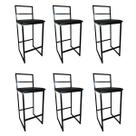 Kit 6 Banqueta Alta para decoração balcão cozinha área externa Madri Assento Preto Kit 6 Banqueta Alta para decoração balcão cozinha área externa Madri Assento Preto