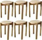 Kit 6 Banqueta Média Empilhavel Hardman Madeira Natural