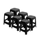 Kit 6 Banqueta Porto de Plástico Preto com Detalhes no Assento