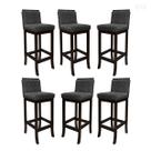 Kit 6 Banquetas Alta para Cozinha Nice em Madeira Maciça Matelassê Suede Cinza CCS