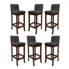 Kit 6 Banquetas Alta para Ilha de Cozinha Nice Madeira Castanho Matelassê Suede Cinza CCS Kit 6 Banquetas Alta para Ilha de Cozinha Nice Madeira Castanho Matelassê Suede Cinza CCS
