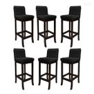 Kit 6 Banquetas Altade Madeira Maciça Nice com Encosto Matelassê Suede Preto CCS Kit 6 Banquetas Altade Madeira Maciça Nice com Encosto Matelassê Suede Preto CCS