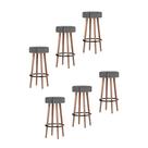 Kit 6 Banquetas Altas Estofadas Atenas 70cm Cardan - Adz