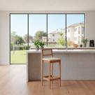 Kit 6 Banquetas Assento Encosto Estofado em Sintetico Hellen cor:imbuia com sintetico bege Kit 6 Banquetas Assento Encosto Estofado em Sintetico Hellen cor:imbuia com sintetico bege