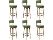 Kit 6 Banquetas Banco Alto Barcelona material sintético Bar Cozinha Pés Madeira Mz Decor