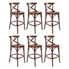 Kit 6 Banquetas com Encosto Alta Vittória X 104 Cm Madeira Maciça Pinhão CCS Kit 6 Banquetas com Encosto Alta Vittória X 104 Cm Madeira Maciça Pinhão CCS