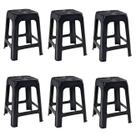 Kit 6 Banquetas de Plástico Preta Banquinho Empilhável