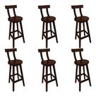 Kit 6 Banquetas Girafa Altas Madeira com Encosto para Bar Cozinha Área Gourmet Imbuia Mega Madeira Kit 6 Banquetas Girafa Altas Madeira com Encosto para Bar Cozinha Área Gourmet Imbuia Mega Madeira